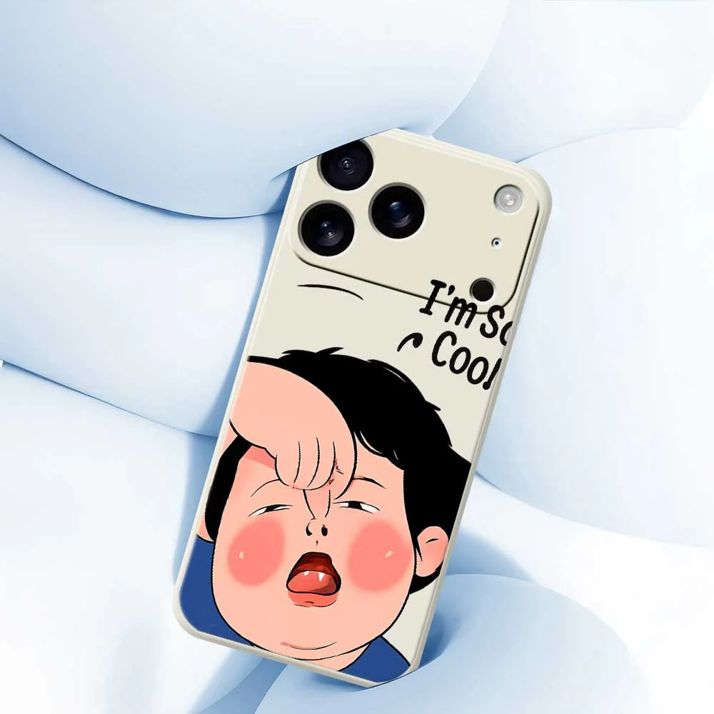 For iPhone 17 Pro Max Case Make Faces Kid Pattern Printing Straight Edge TPU Phone Back Cover - Beige - Image 5