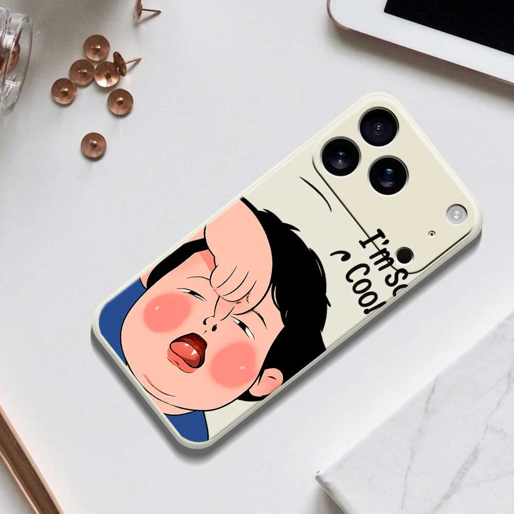 For iPhone 17 Pro Max Case Make Faces Kid Pattern Printing Straight Edge TPU Phone Back Cover - Black - Image 8