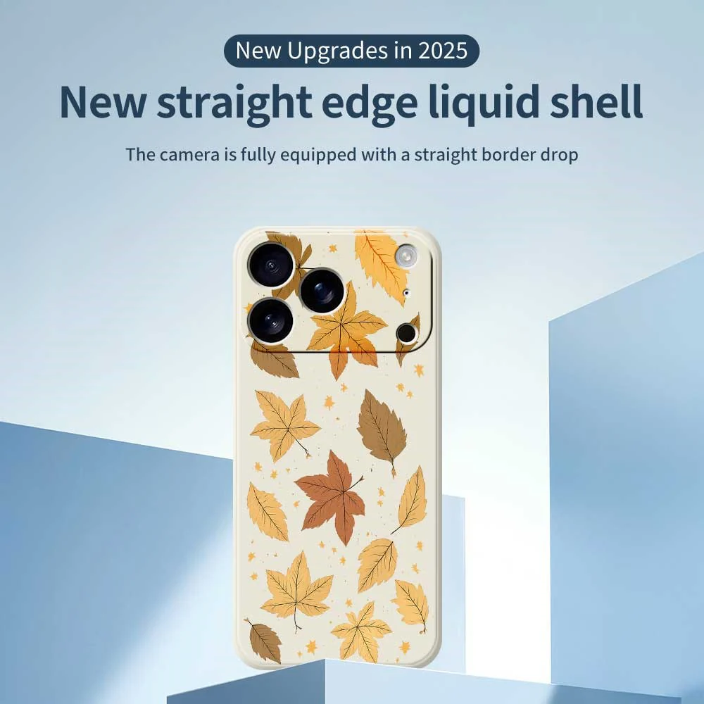 For iPhone 17 Pro Max Case Maple Leaves Pattern Printing Straight Edge TPU Phone Back Cover - Purple - Image 3