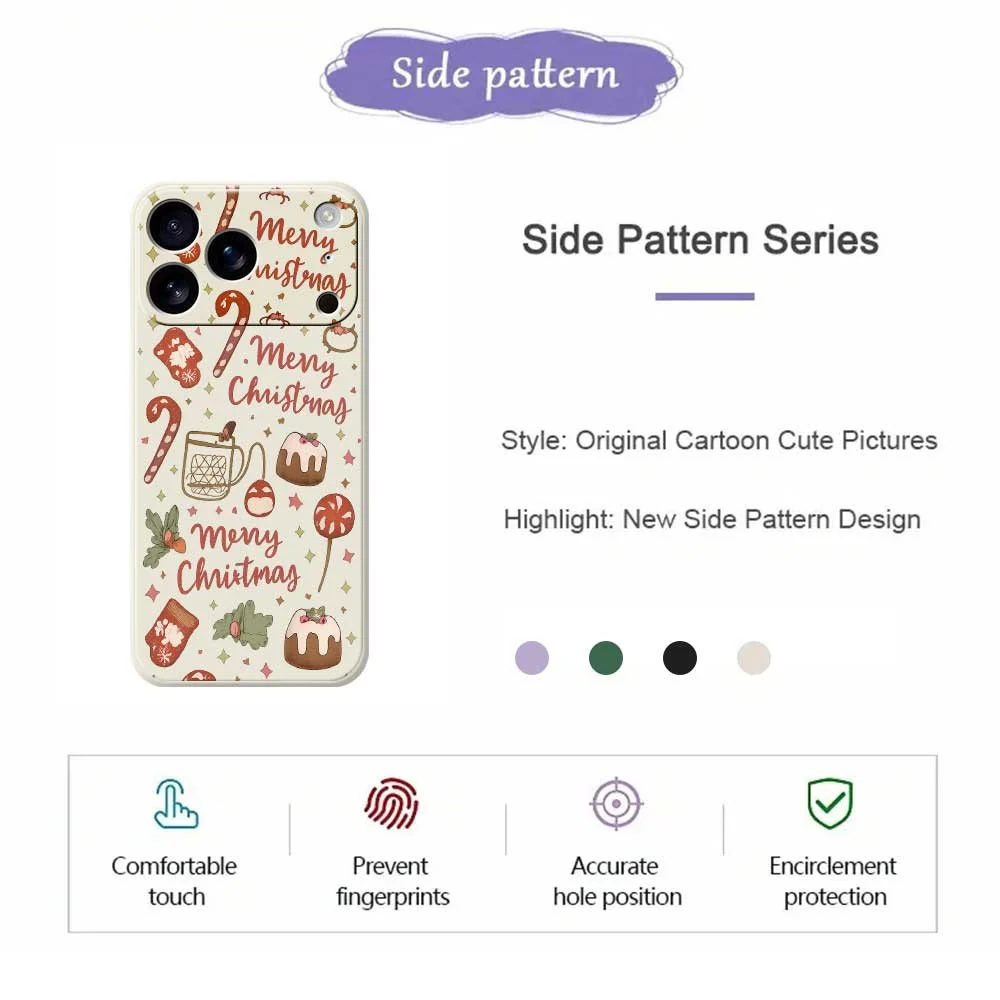 For iPhone 17 Pro Max Case Merry Christmas Pattern Printing Straight Edge TPU Phone Back Cover - Beige - Image 2