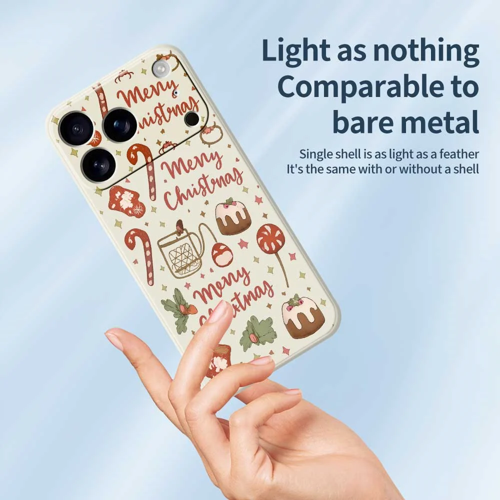 For iPhone 17 Pro Max Case Merry Christmas Pattern Printing Straight Edge TPU Phone Back Cover - Beige - Image 4