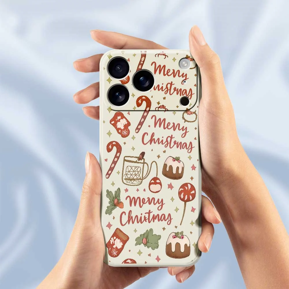 For iPhone 17 Pro Max Case Merry Christmas Pattern Printing Straight Edge TPU Phone Back Cover - Beige - Image 6