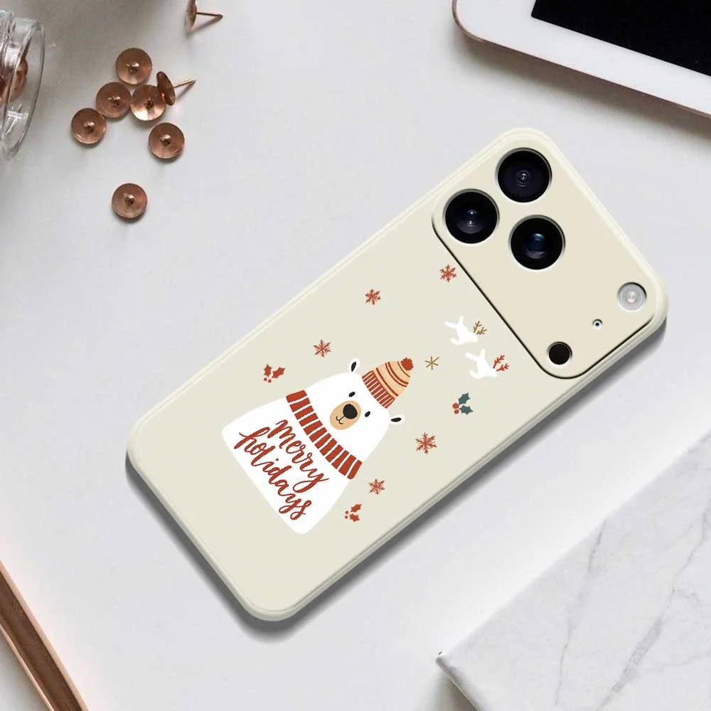 For iPhone 17 Pro Max Case Merry Holiday Bear Pattern Printing Straight Edge TPU Phone Back Cover - Purple - Image 6