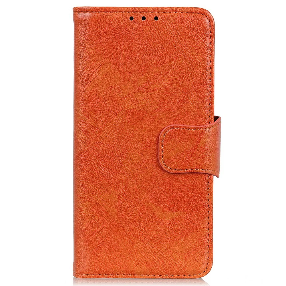 For iPhone 17 Pro Max Case Nappa Texture Split Leather Wallet Phone Cover - Orange - Image 6