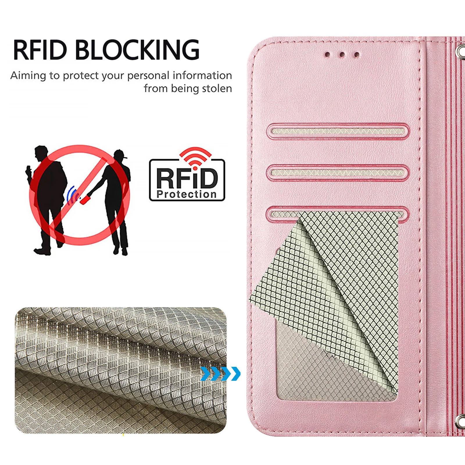 For iPhone 17 Pro Max Case Panda Imprint RFID Blocking Wallet Leather Phone Cover with Wrist Strap - Pink - Image 6