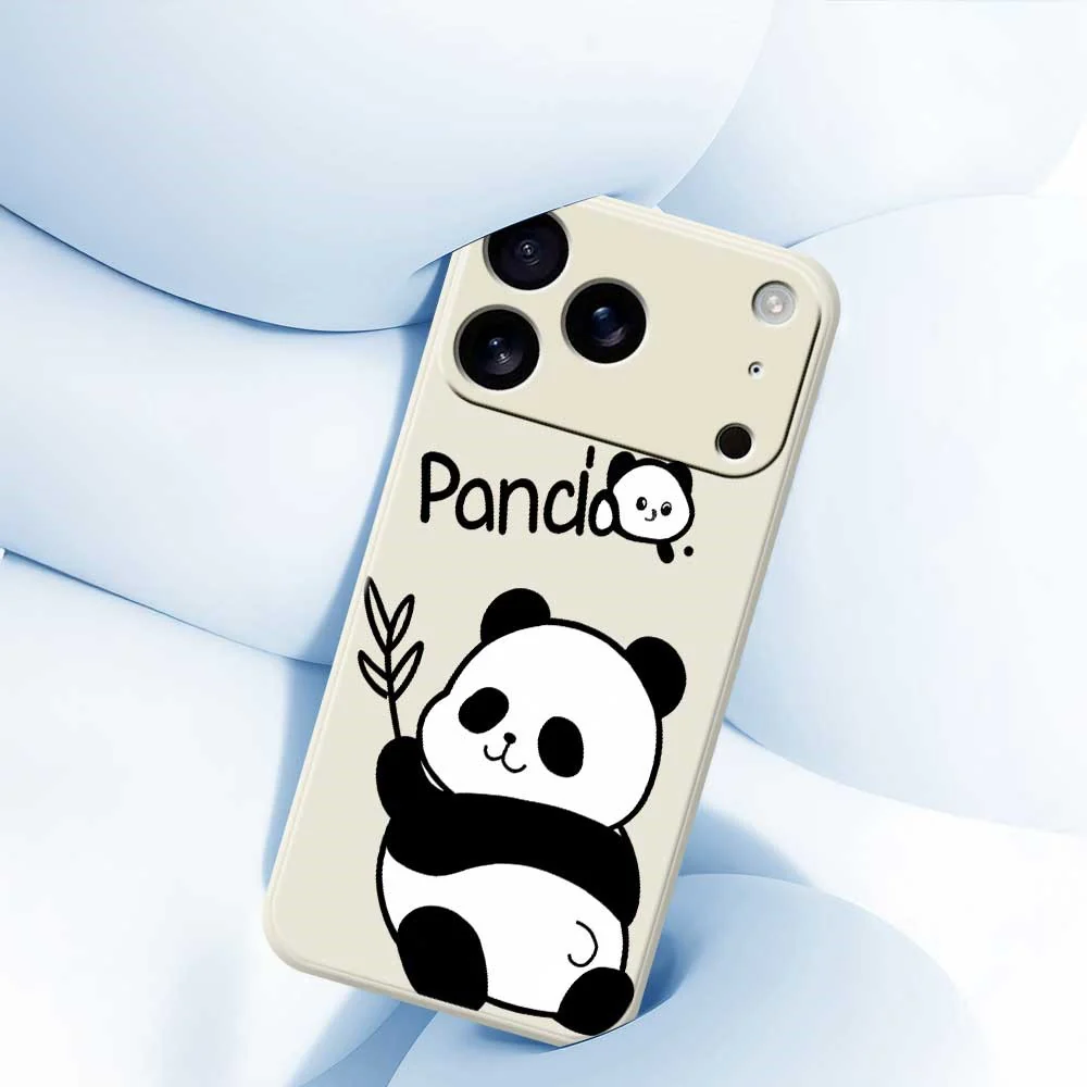 For iPhone 17 Pro Max Case Panda Pattern Printing Straight Edge TPU Phone Back Cover - Black - Image 5