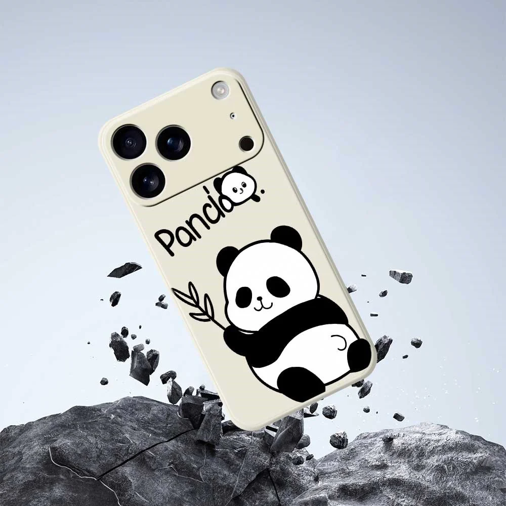 For iPhone 17 Pro Max Case Panda Pattern Printing Straight Edge TPU Phone Back Cover - Black - Image 7