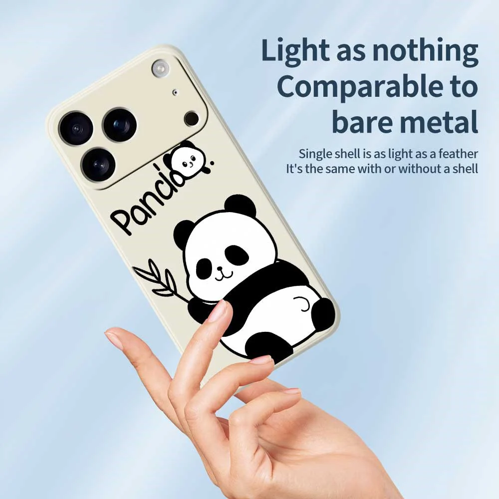 For iPhone 17 Pro Max Case Panda Pattern Printing Straight Edge TPU Phone Back Cover - Purple - Image 4