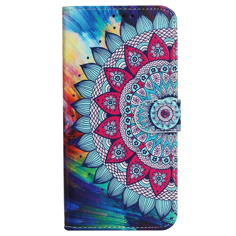 For iPhone 17 Pro Max Case Pattern Leather Wallet Phone Cover with Strap - Mandala Flower - Image 5