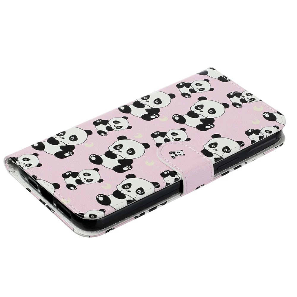 For iPhone 17 Pro Max Case Pattern Leather Wallet Phone Cover with Strap - Panda - Image 4