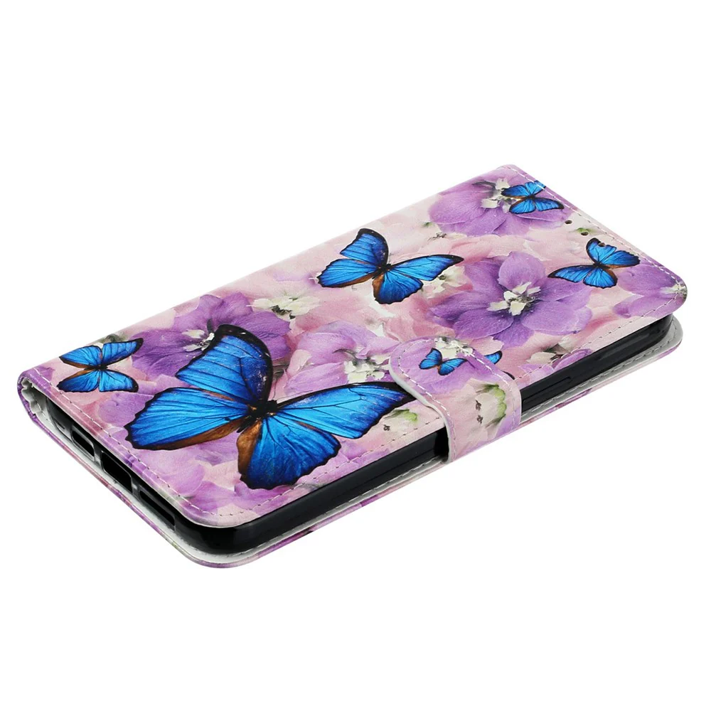 For iPhone 17 Pro Max Case Pattern Leather Wallet Phone Cover with Strap - Purple Flower Butterfly - Image 4