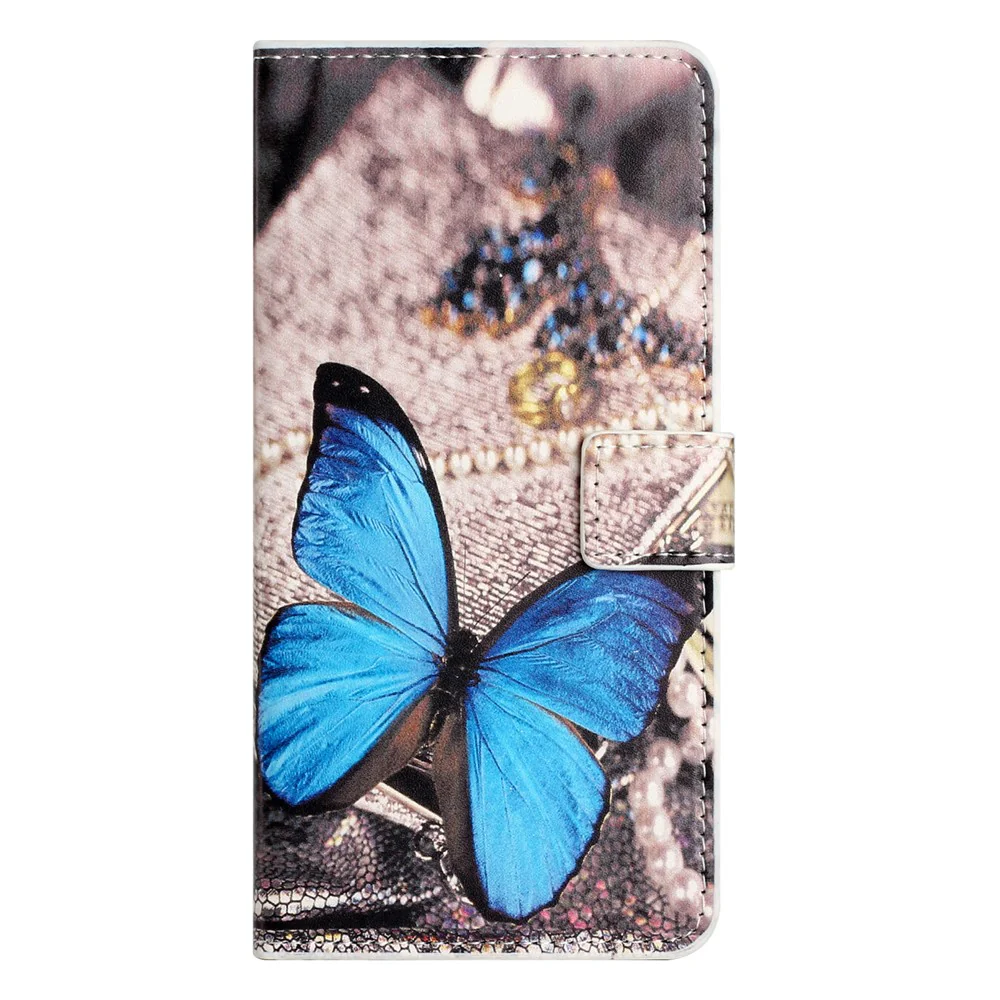 For iPhone 17 Pro Max Case Pattern Print PU Leather Wallet Phone Cover - Blue Butterfly - Image 4
