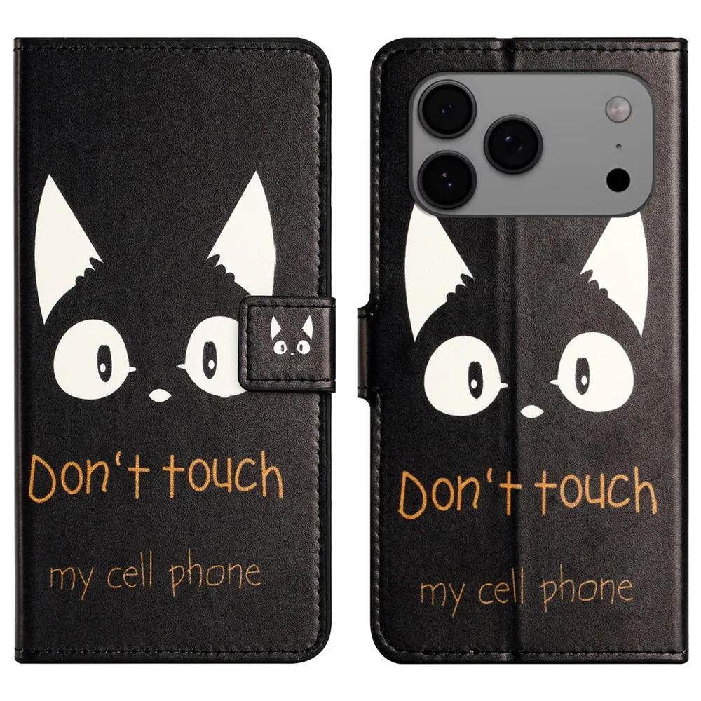 For iPhone 17 Pro Max Case Pattern Print PU Leather Wallet Phone Cover - Cat Ears