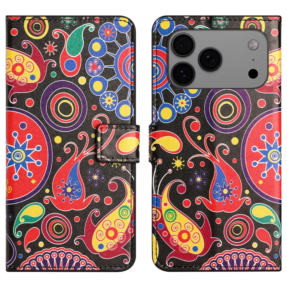 For iPhone 17 Pro Max Case Pattern Print PU Leather Wallet Phone Cover - Jelly Fish