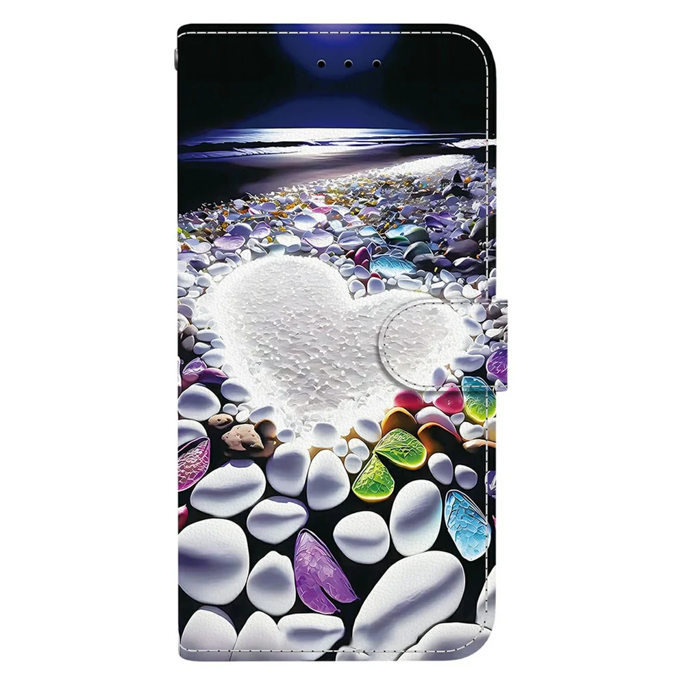For iPhone 17 Pro Max Case Pattern Printing Anti-Drop Leather Flip Wallet Phone Cover with Lanyard - Heart Shape - Image 7