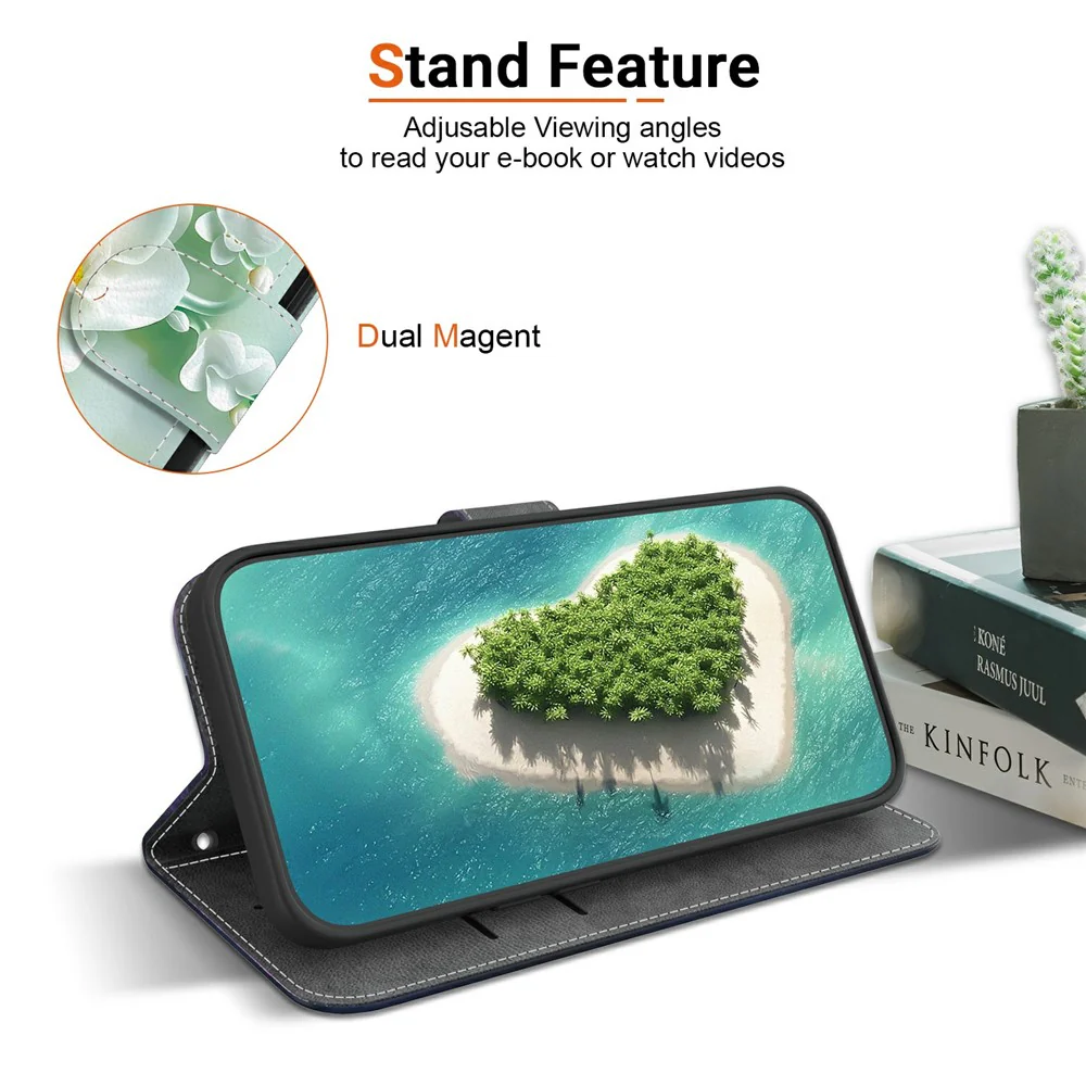 For iPhone 17 Pro Max Case Pattern Printing Anti-Drop Leather Flip Wallet Phone Cover with Lanyard - Jade Flower - Image 3