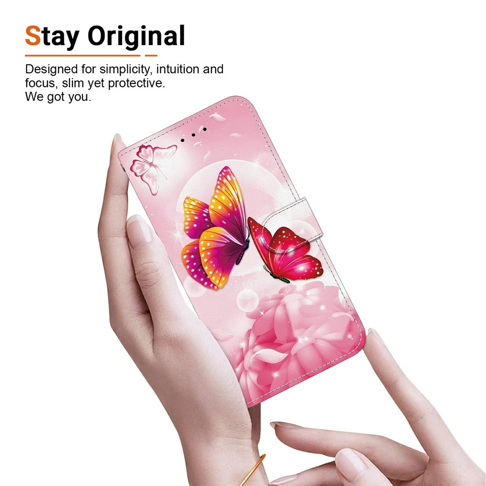 For iPhone 17 Pro Max Case Pattern Printing Anti-Drop Leather Flip Wallet Phone Cover with Lanyard - Pink Butterfly - Image 5