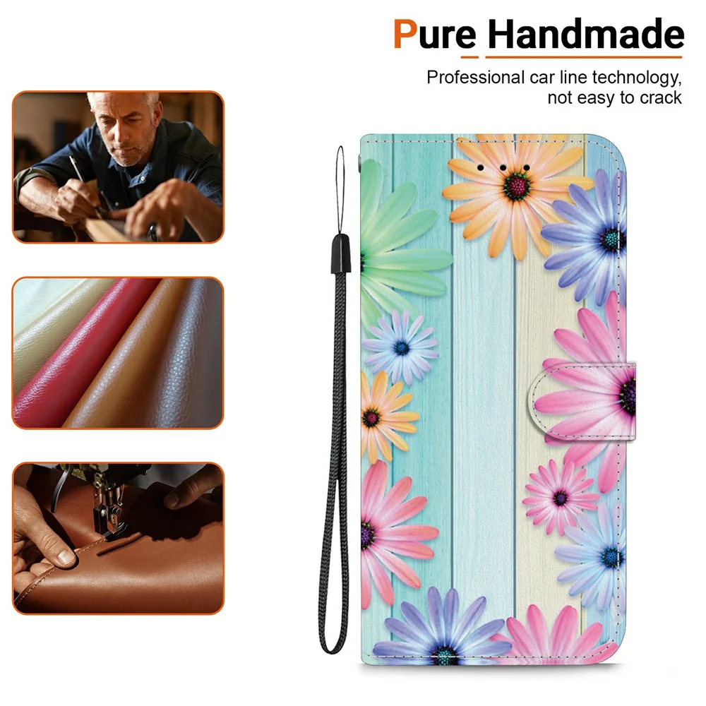 For iPhone 17 Pro Max Case Pattern Printing Anti-Drop Leather Flip Wallet Phone Cover with Lanyard - Sunflower - Image 6