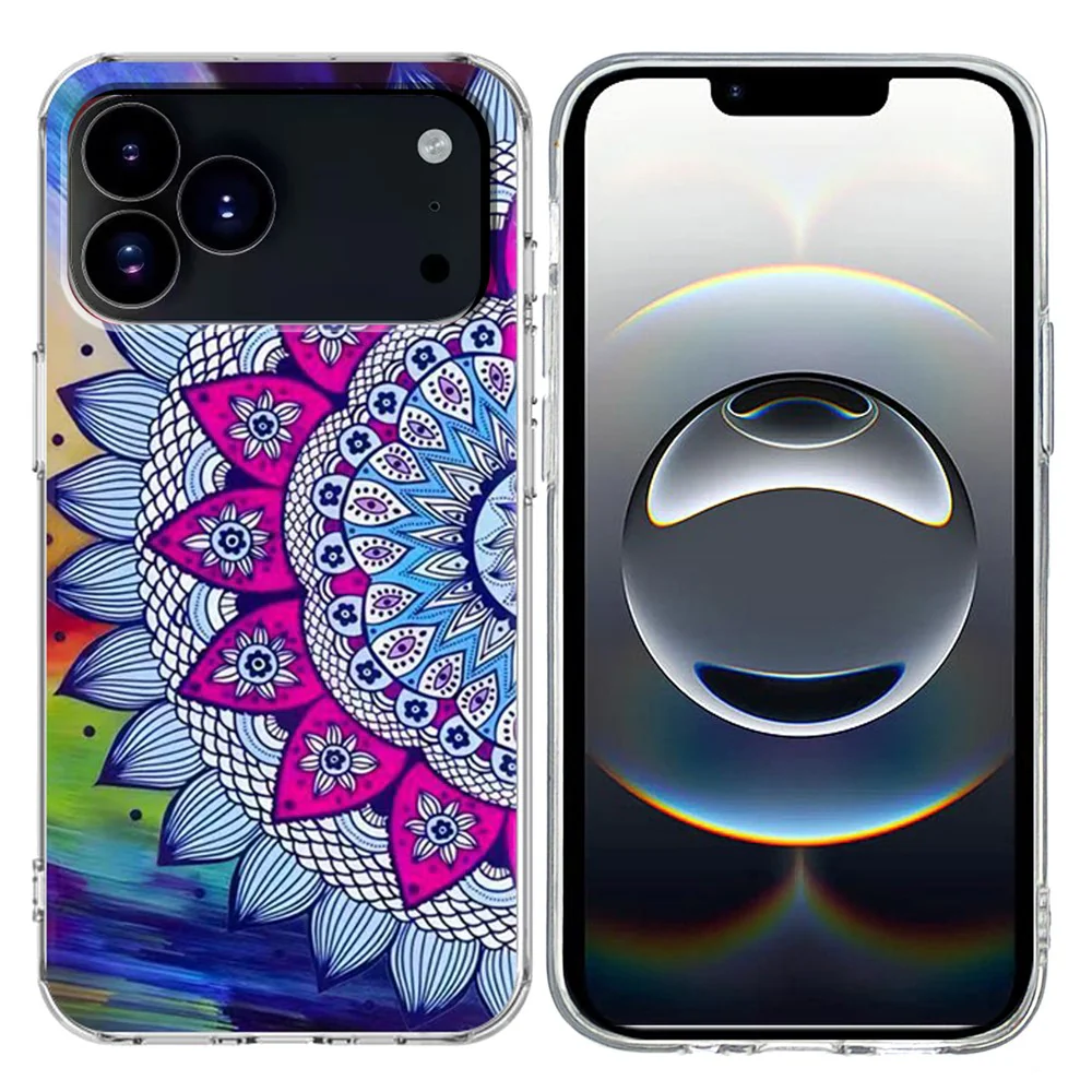 For iPhone 17 Pro Max Case Pattern Printing Cell Phone TPU Back Cover - Mandala Flower