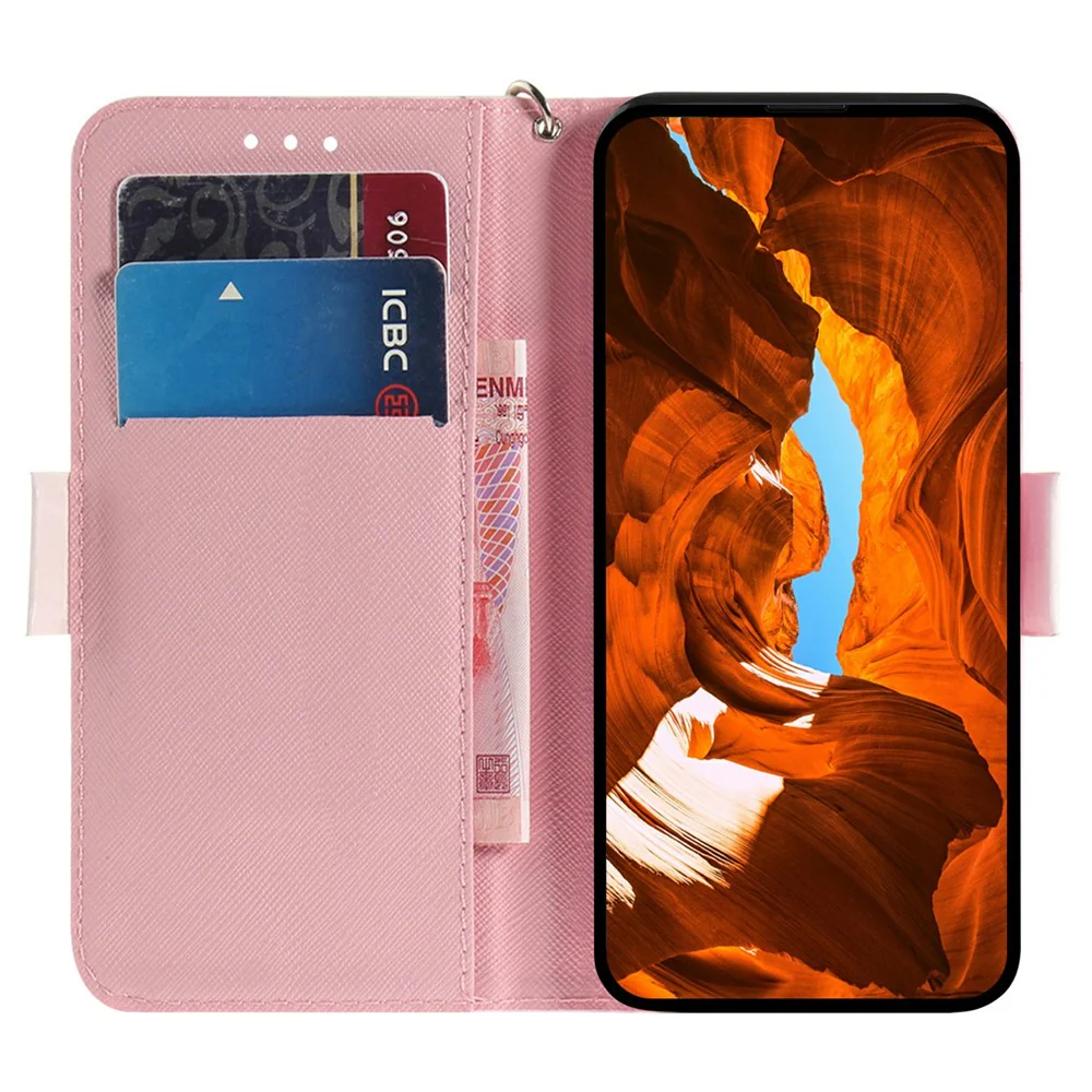 For iPhone 17 Pro Max Case Pattern Printing Leather Wallet Phone Cover with Wrist Strap - Butterfly High Heels - Image 2