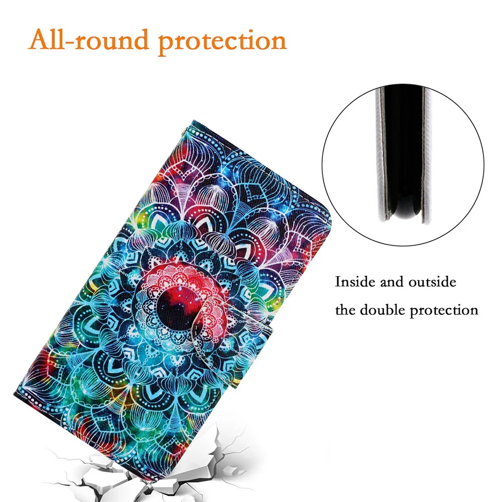For iPhone 17 Pro Max Case Pattern Printing Protective Leather Folio Phone Cover with Wrist Strap - Mandala - Image 5