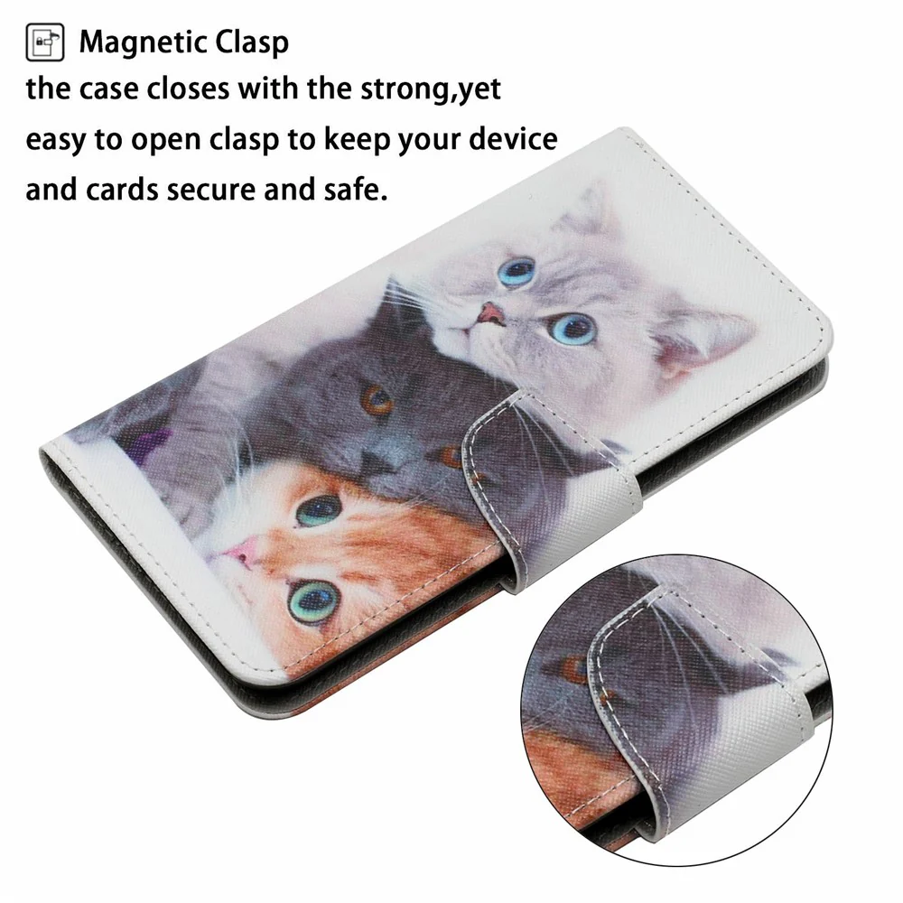 For iPhone 17 Pro Max Case Pattern Printing Protective Leather Folio Phone Cover with Wrist Strap - Three Cats - Image 4