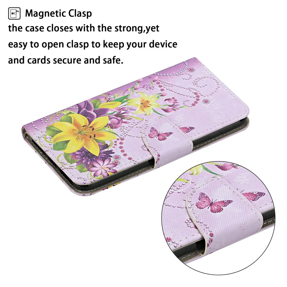 For iPhone 17 Pro Max Case Pattern Printing Protective Leather Folio Phone Cover with Wrist Strap - Yellow Butterfly - Image 4