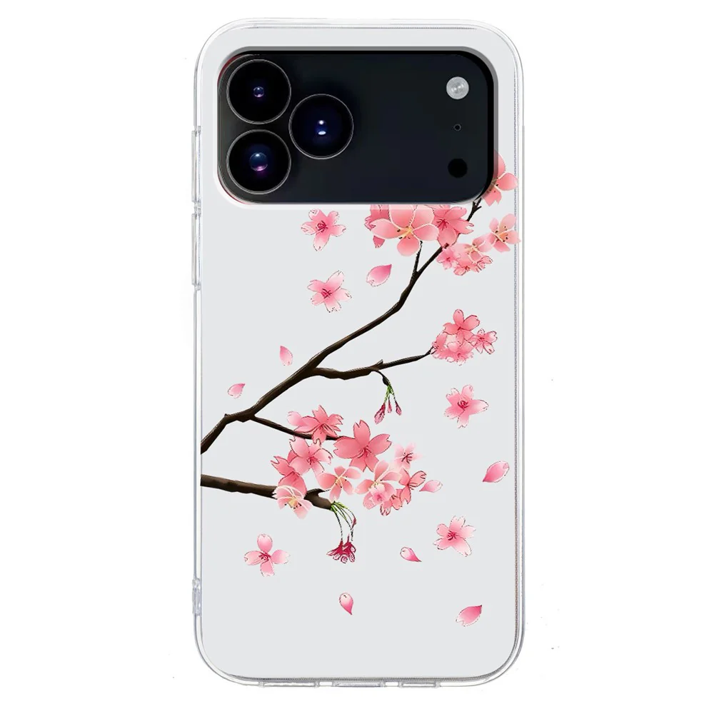 For iPhone 17 Pro Max Case Pattern Printing Shockproof Soft TPU Phone Cover - Plum Blossom - Image 2