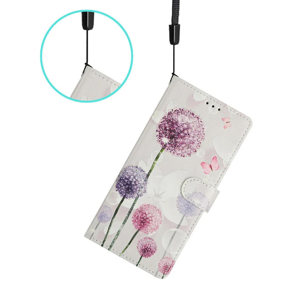 For iPhone 17 Pro Max Case Pattern Printing Wallet Stand Flip Leather Phone Cover with Strap - Dandelion - Image 5