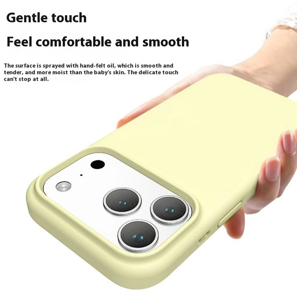 For iPhone 17 Pro Max Case PC + Liquid Silicone Anti-Scratch Lining Phone Cover - Cream Yellow - Image 3