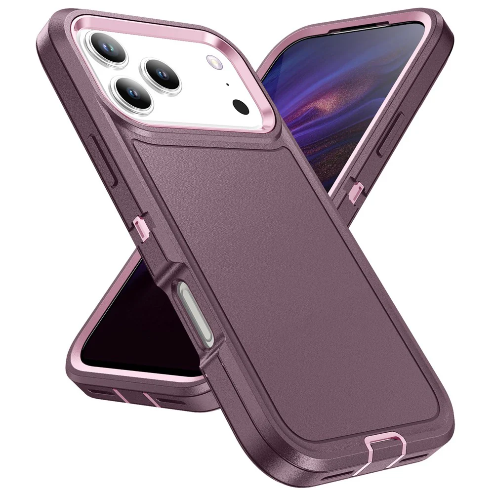 For iPhone 17 Pro Max Case PC + Silicone + EVA 3 in 1 Shockproof Phone Cover - Purple + Pink - Image 2