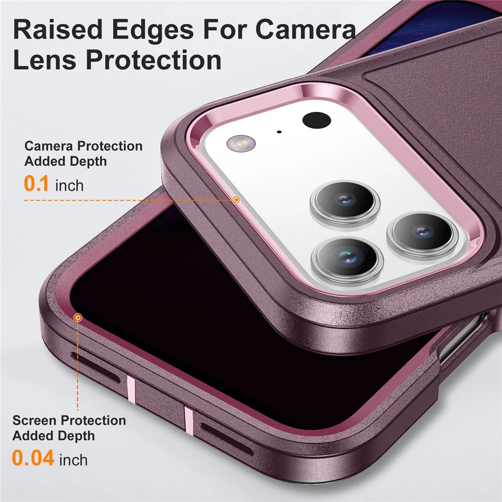 For iPhone 17 Pro Max Case PC + Silicone + EVA 3 in 1 Shockproof Phone Cover - Purple + Pink - Image 4