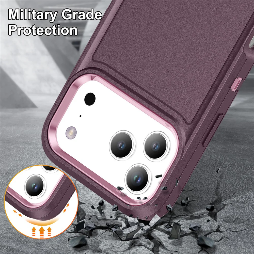 For iPhone 17 Pro Max Case PC + Silicone + EVA 3 in 1 Shockproof Phone Cover - Purple + Pink - Image 5