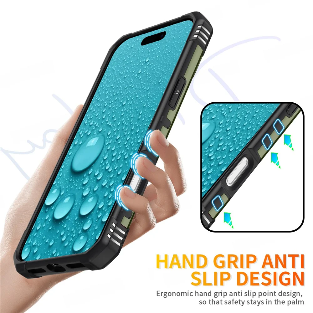 For iPhone 17 Pro Max Case PC + TPU Anti-Drop Phone Cover with Ring Kickstand - Army Green - Image 6