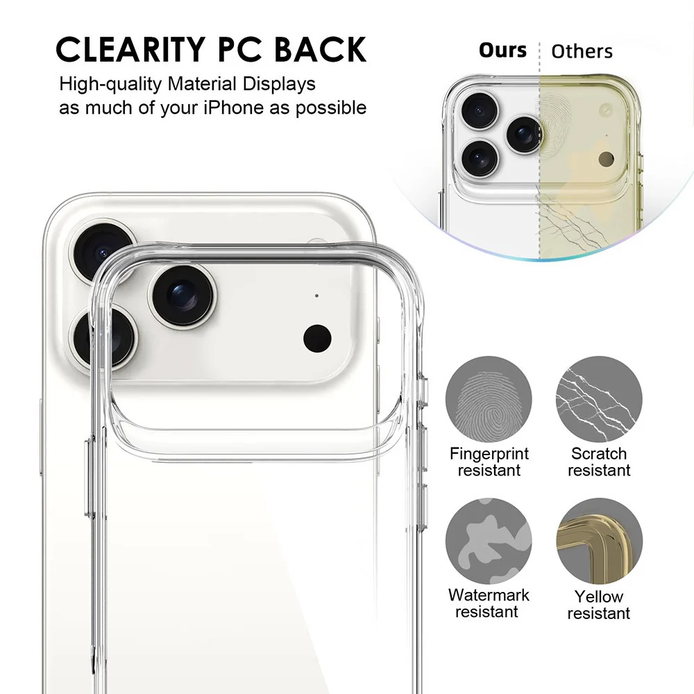 For iPhone 17 Pro Max Case PC + TPU Dropproof Transparent Phone Cover - Image 5
