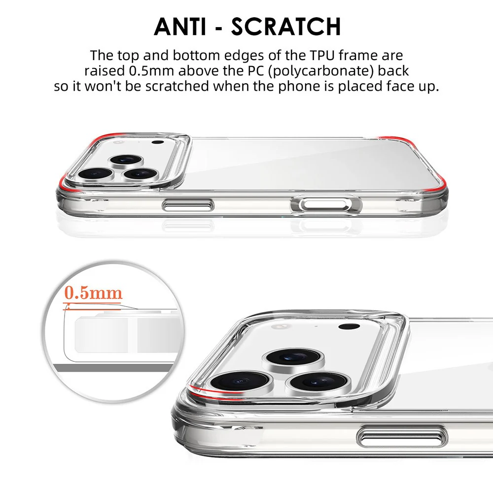 For iPhone 17 Pro Max Case PC + TPU Dropproof Transparent Phone Cover - Image 8