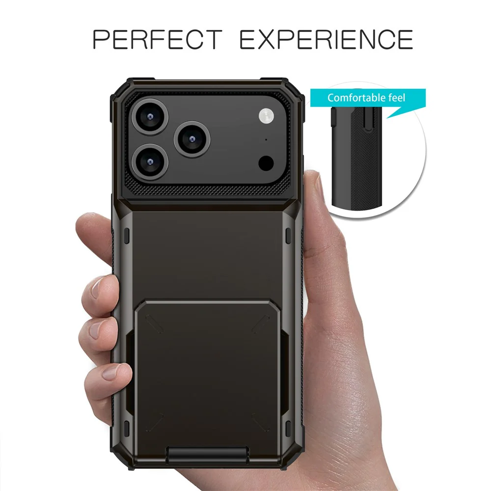 For iPhone 17 Pro Max Case PC + TPU Dual Layer Back Phone Cover with Card Holder - Green - Image 3