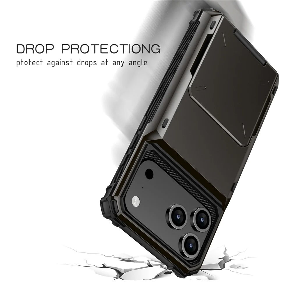 For iPhone 17 Pro Max Case PC + TPU Dual Layer Back Phone Cover with Card Holder - Purple - Image 6