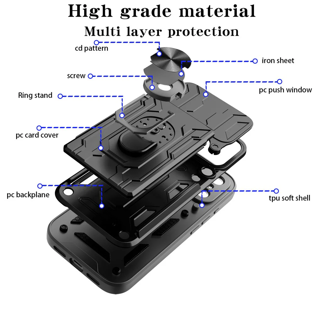 For iPhone 17 Pro Max Case PC + TPU Kickstand Phone Back Cover with Camera Slider - Blackish Green - Image 7