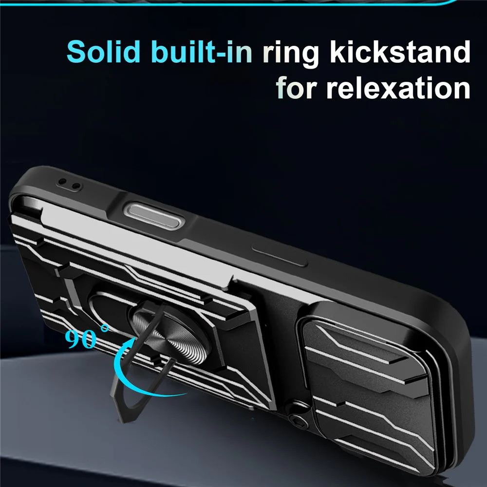 For iPhone 17 Pro Max Case PC + TPU Kickstand Phone Back Cover with Camera Slider - Titanium Grey - Image 5
