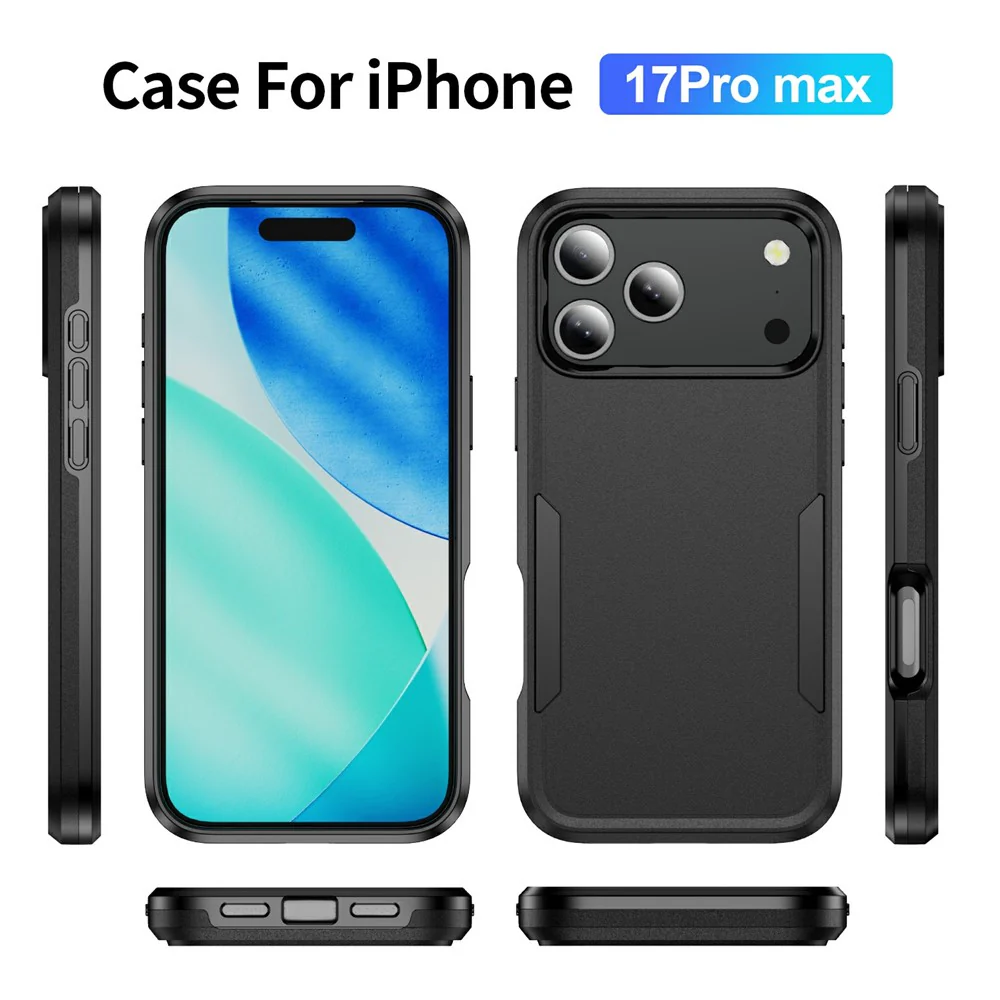 For iPhone 17 Pro Max Case PC + TPU Military Grade Drop Protective Phone Cover - Black - Image 7