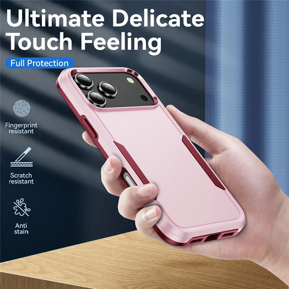 For iPhone 17 Pro Max Case PC + TPU Military Grade Drop Protective Phone Cover - Pink + Rose - Image 2