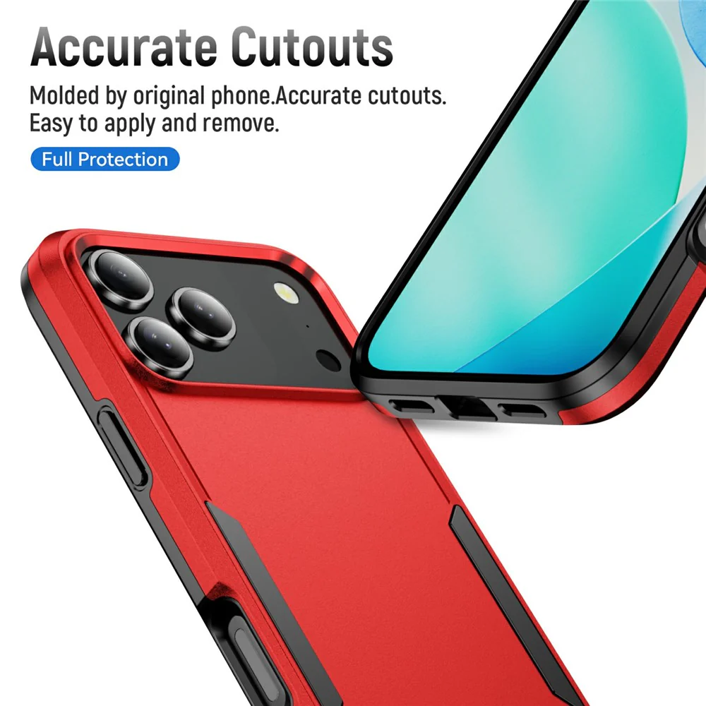 For iPhone 17 Pro Max Case PC + TPU Military Grade Drop Protective Phone Cover - Red + Black - Image 5