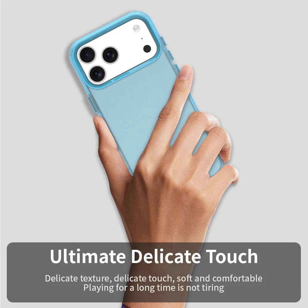 For iPhone 17 Pro Max Case PC + TPU + PET Matte Anti-Drop Phone Back Cover - Blue - Image 4