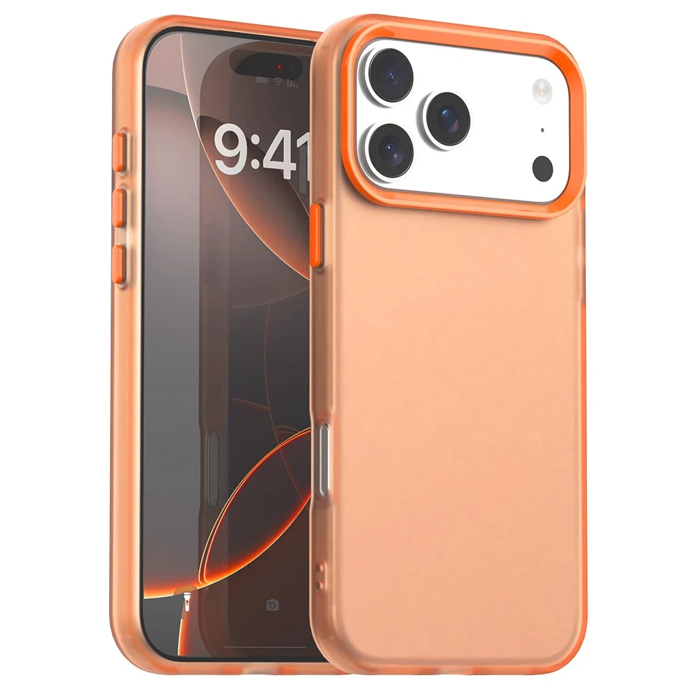 For iPhone 17 Pro Max Case PC + TPU + PET Matte Anti-Drop Phone Back Cover - Orange
