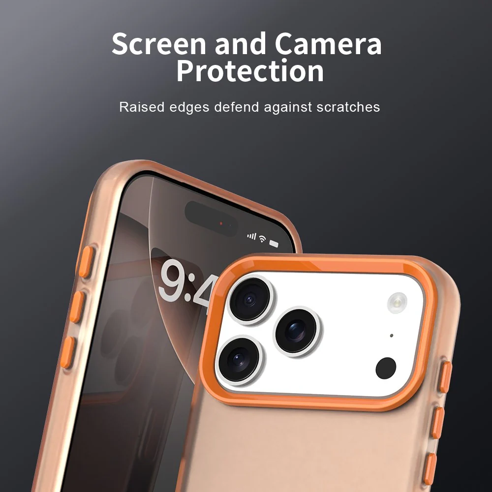 For iPhone 17 Pro Max Case PC + TPU + PET Matte Anti-Drop Phone Back Cover - Orange - Image 6
