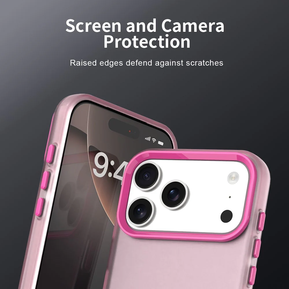 For iPhone 17 Pro Max Case PC + TPU + PET Matte Anti-Drop Phone Back Cover - Red - Image 6