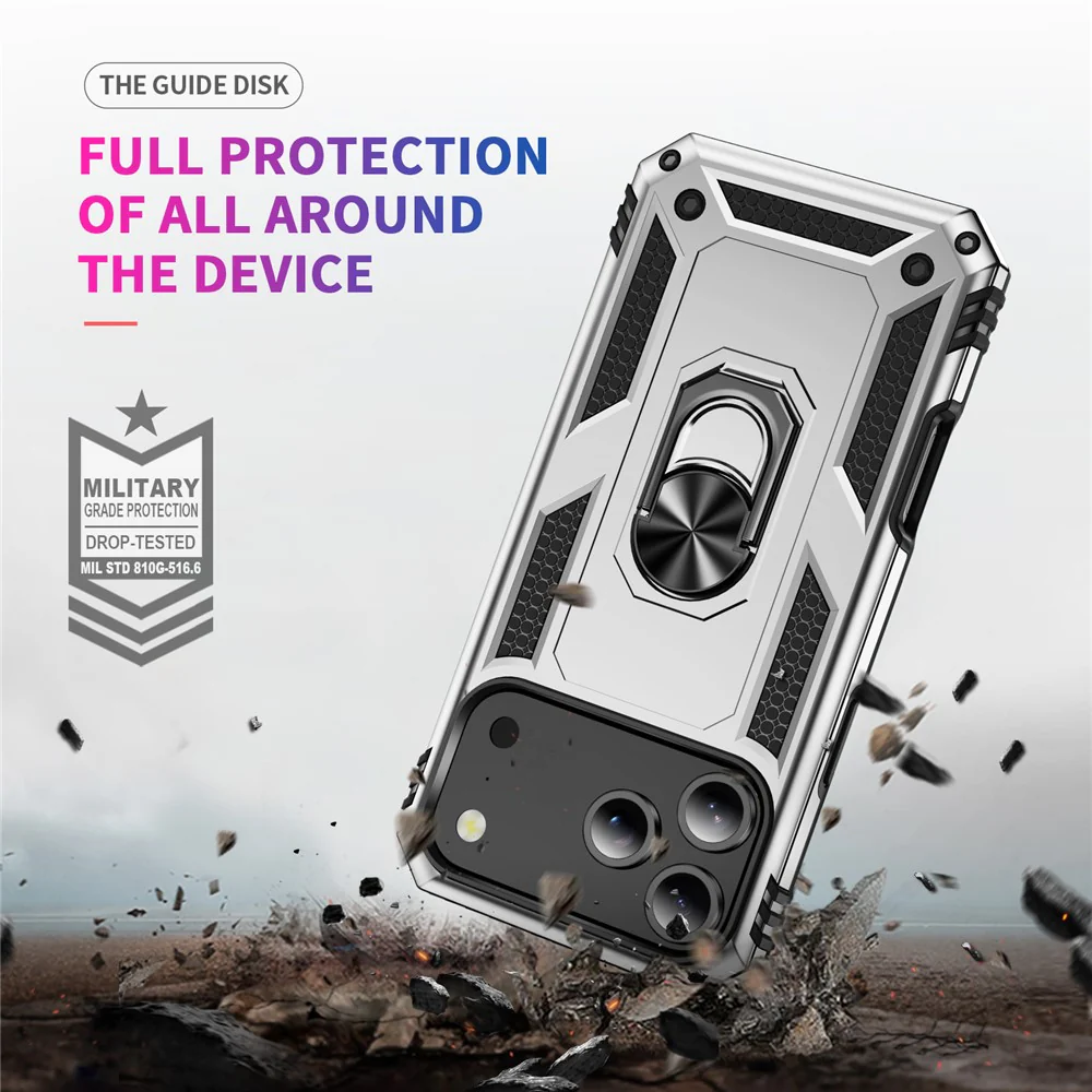For iPhone 17 Pro Max Case PC + TPU Phone Cover with Kickstand - Silver - Image 5