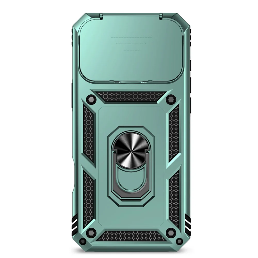 For iPhone 17 Pro Max Case PC + TPU Phone Cover with Lens Protection Kickstand - Blackish Green - Image 3