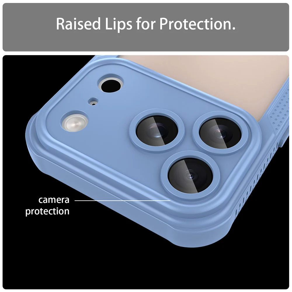 For iPhone 17 Pro Max Case PC + TPU Semi-Transparent Frosted Finish Protective Phone Cover - Blue - Image 8